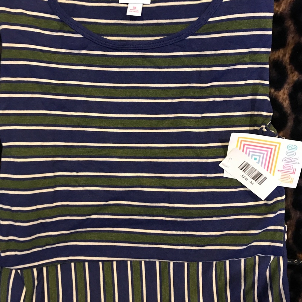 Navy and green striped Julia pencil dress